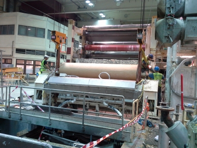 Papiermaschine PM2 in nekoski - Entfernung einer Beschichtungsstation